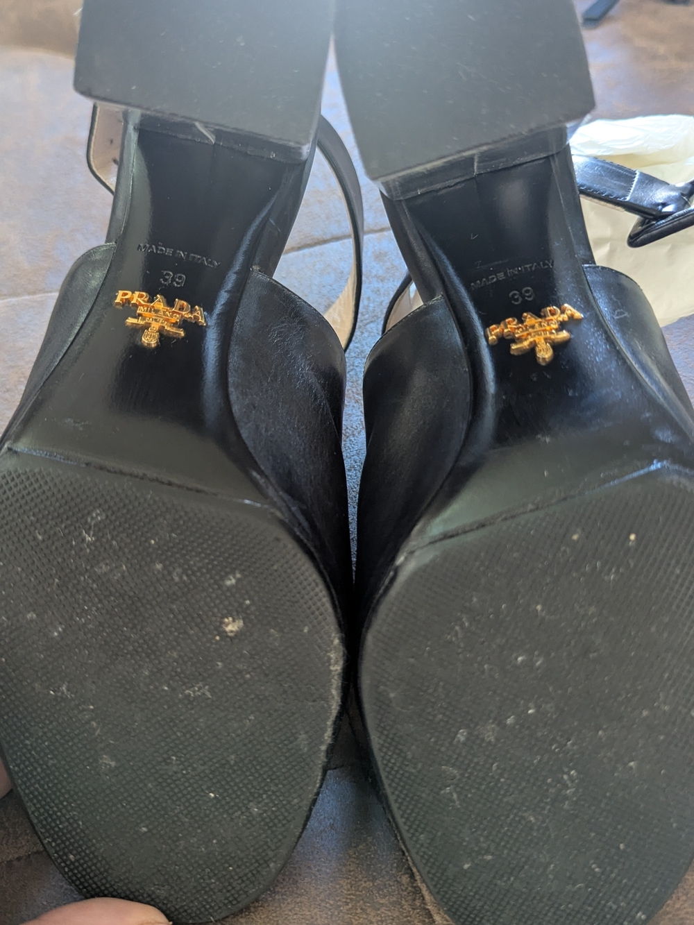 Prada Black Leather Women's Sandals